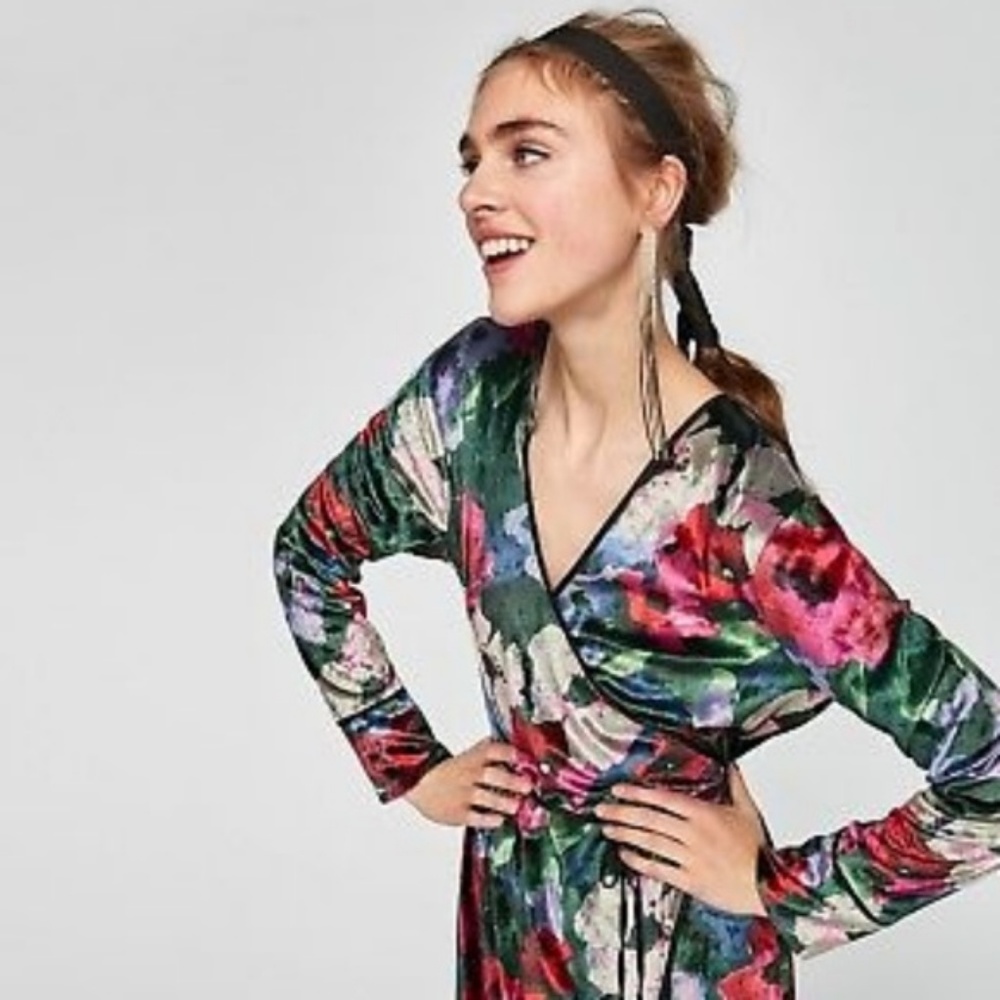 Last One Zara Floral Kimono Wrap Maxi Dress - Picture 3 of 3